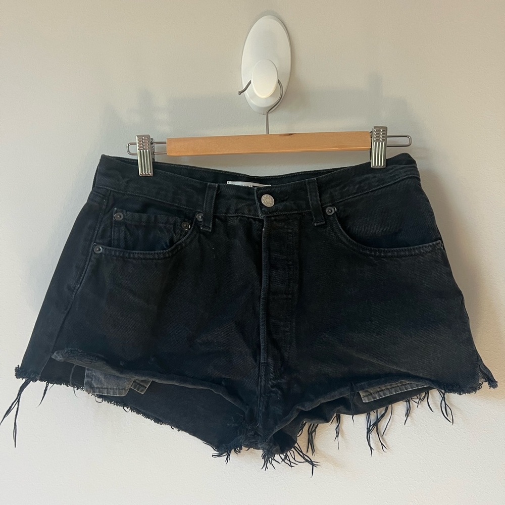 Re/done Faded Black denim Shorts, size 26
